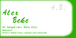 alex beke business card